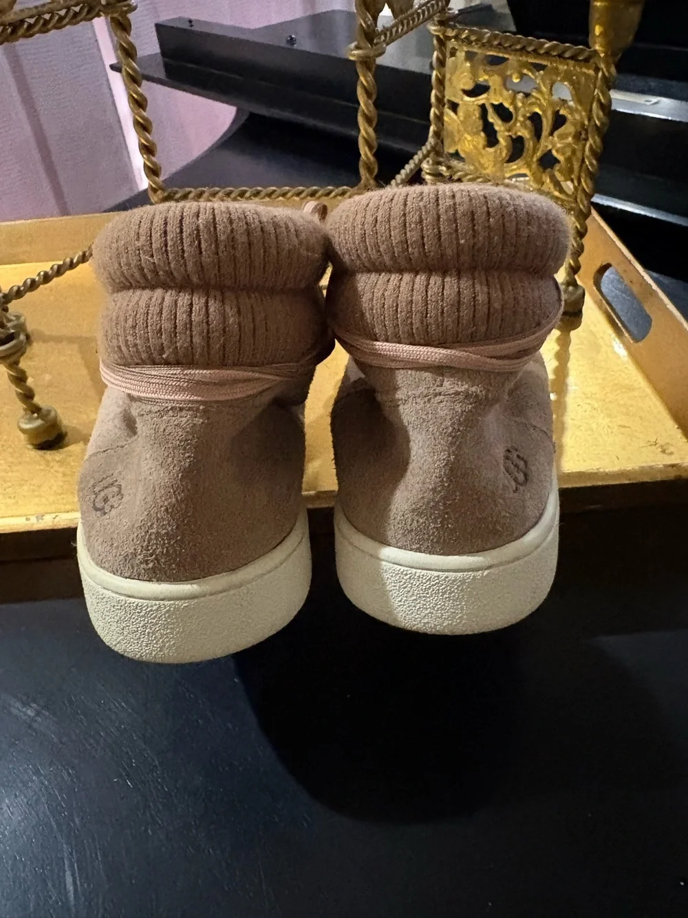 UGG Ladies Taupe Suede Mid-Top Sneakers